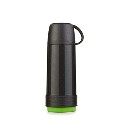 Valira Proterm Termo para líquidos de 0,75 L con Botella de Vidrio Aislante de Doble Pared Hecho en España, Color Negro-Verde, térmica