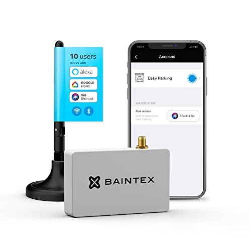 Baintex Easy Parking Apertura Puerta del Garaje con Móvil por Bluetooth para 10 Usuarios ¡Líbrate De Los Mandos! Abrepuertas wifi compatible con asistentes de voz y con todas las puertas de garaje
