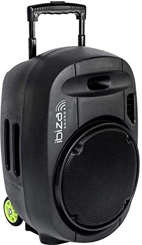 Ibiza PORT12VHF-MKII Sound - Sistema de sonorización portátil autónomo 12” / 700W con USB-MP3, Bluetooth, Vox, 2 micros VHF, Negro