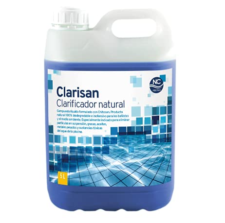 Clarisan| Clarificador Natural liquido para Piscinas | Alta concentración | Disolución rápida| Fabricado en España | Válido para Jacuzzi, Piscinas y spash | 5 litros