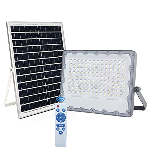 FactorLED Foco LED Solar Regulable con Mando a Distancia, Proyector Luz Exterior Dimmable, Iluminación solar IP65, Luz Blanca 5000K, Placa Solar 20W (200, watts) (SFL)