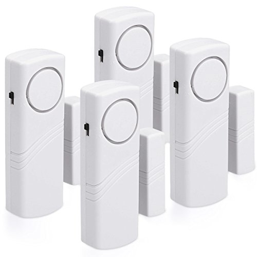 kwmobile 4x Alarma para puerta y ventana - Protección antirrobo inalámbrica con baterías - Alarmas con sensor - Sistema de seguridad para el hogar