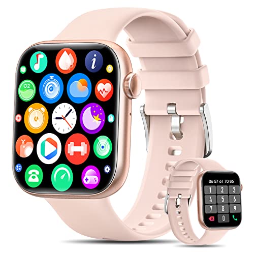 KIQULOV 2022 Smartwatch Mujer con Llamadas Bluetooth, 1.8' Reloj Inteligente Mujer con Asistente de Voz,120+Modos Deportivos,Monitor de Ritmo Cardíaco,SpO2,Monitor de Sueño,para Android iOS