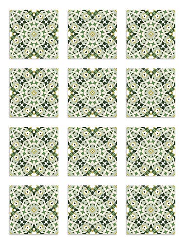 Panorama Azulejos Adhesivos Cocina Baño Pack de 8 Cenefas de Baldosas de 100x10 cm Hidráulica Tipo Oriental Verde - Vinilos Cocina Azulejos - Revestimiento de Paredes - Cenefas Azulejos Adhesivas